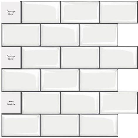 Azulejos blancos autoadhesivos 3D tipo metro - Cocina, baño - Resistentes a la humedad y al fuego (1/4)