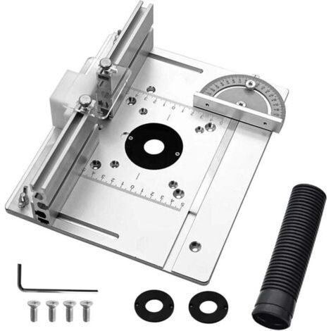3-teilige Frästisch-Einlegeplatten – Silberne Aluminiumlegierung – Für Oberfräsen/Graviermaschinen + Gehrungsanschlag – Präzise – Für Handwerker und Hobbyisten