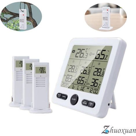 Station Météo Sans fil Avec 3 Capteurs,Thermomètre Hygromètre Numériques Intérieur Extérieure,Moniteur,Station Météo Numérique,Interrupteur ℃/℉ (1/5)