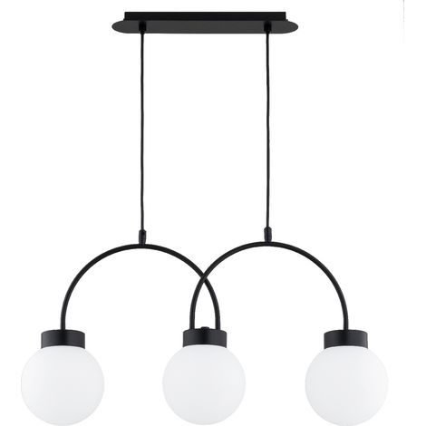 Suspension noire barre 3 globes verre E14 Alfa-Darso (1/3)