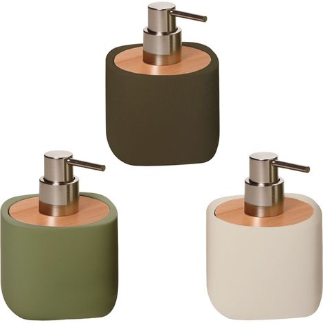 Dispenser sapone ceramica e legno - serie twin Colore: Sabbia (1/4)