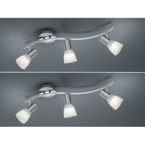 2er Set LED Deckenstrahler 3-flammig Silber Glasschirme schwenkbar, Breite 55cm (1/5)