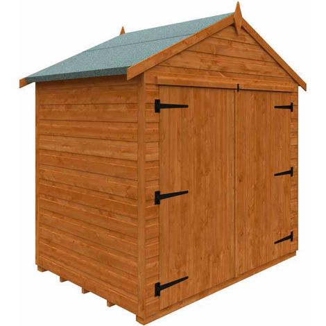 4x6 Flex Apex Bike Shed 12mm Flex - L123.8 x W175 x H195.3 cm - Solid Wood/Softwood/Pine - Burnt Orange