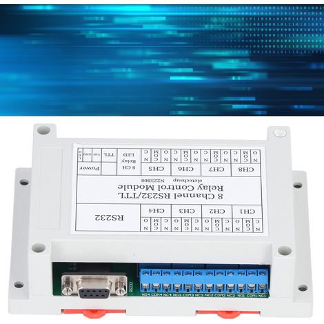 N223B08 8-Kanal DC 12V Relaismodul mit serieller Schnittstelle und Fernbedienung (Gehäuse im Lieferumfang enthalten). (1/5)