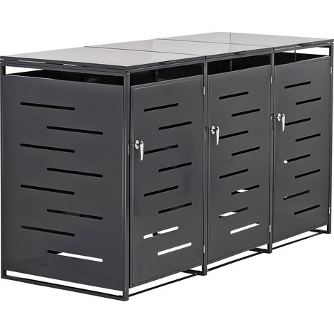 Metall Mülltonnenbox 3 x 240 L Müllbox Aufbewahrungsbox 3x240 Liter 3 Türen
