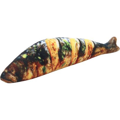 Coussin en peluche imitation nourriture, doux et unique, en forme de poisson grillé, pour la décoration de la maison ou du bureau. Coussin de poisson grillé. (1/5)
