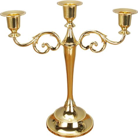 Bougeoir Européen Doré 3 Branches Chandelier Vintage Décoration de Table Support Créatif pour Bougies Décoration Maison et Bureau Ambiance Romantique et Moderne (1/5)