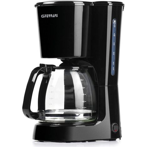 Cafetière électrique filtre, 800 W, arrêt automatique, verseuse 1,5 L, 12 tasses, système anti-goutte, plastique, Noir (1/5)
