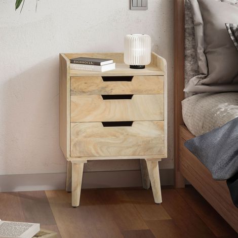 Chevet 3 tiroirs 45x33x63 en bois de manguier naturel