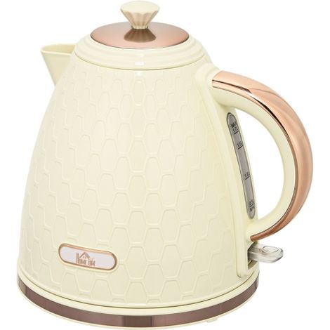 Bollitore elettrico, 2200W, con oblò, filtro, ebollizione rapida, beige, in loco (1/5)