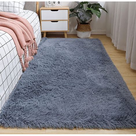 Tapis de sol moelleux et tendance pour séjour, chambre bébé ou espace déco, 60x120 cm, gris anthracite, style contemporain, douceur premium. (1/5)
