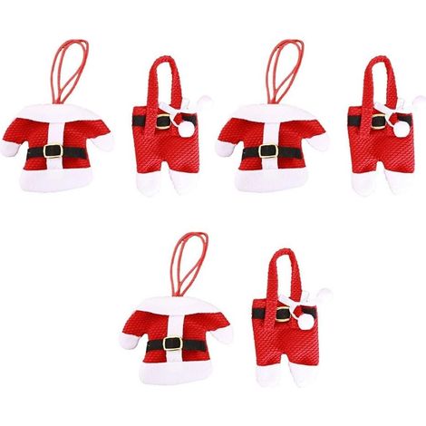 Pochettes à Cuillère et Fourchette Festives, Supports à Couverts en Forme de Jupe et de Pantalon, 3 Ensembles pour Décoration de Table de Noël, Supports à Ustensiles de Table pour Dîner (Plastique)