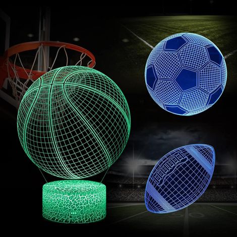 Filiyano – Lampe veilleuse 3D Basketball Football Soccer 16 couleurs Sourire (1/5)
