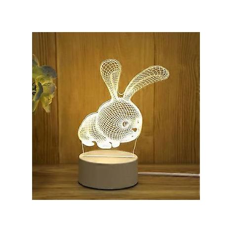 3D-LED-Nachtlicht, intelligente Möbelleuchte, Innenleuchte, Dekolampe, Weihnachtsgeschenk für Kinder, Hase