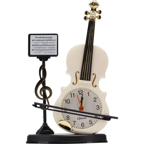 Jeffergarden Réveil violon Apparence unique Réveil innovant pour la maison, le salon, la décoration de bureau, cadeaux 2165B (hauteur 21 cm) (1/5)