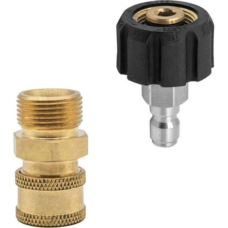 Set mit 2 M22 14-mm-Hochdruckreinigeradaptern für Schnellkupplungsdüsen, Adapter für Gartenschläuche (Außengewinde auf Innengewinde)