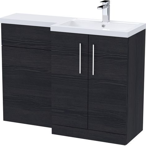 Furniture Combination Vanity Basin and WC Unit Right Hand - 1100mm x 390mm - Charcoal Black (1/5)