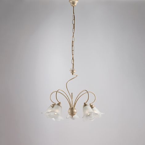 Kronleuchter aus Eisen Elfenbein Gold fünf Lichter Zimmer 57x h46 cm