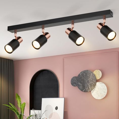 GBLY Deckenstrahler 4 Flammig LED Deckenleuchte - GU10 Deckenlampe Schwarz Wandstrahler 355° Drehbar Modern Deckenspots Flur Küchenlampe für Küche Wohnzimmer Schlafzimmer Bar(Ohne Leuchtmittel)