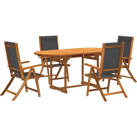 Set Pranzo da Giardino 5pz Legno Massello di Acacia e Textilene vidaXL (1/5)
