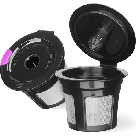 Wiederverwendbare K-Cup-Kapseln für Keurig K Mini, K Elite, K Classic, K Compact, K Latte, K Select und alle 2.0- und 1.0-Kaffeemaschinen, 2er-Pack K-Cup-Kaffeefilter – Schwarz (1/5)