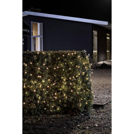 Guirlande lumineuse LED 3722-800 avec interrupteur marche/arrêt, capteur de lumière, minuterie 6h et 9h, 20 diodes ambre, fonctionne avec piles, extérieur (IP44), câble noir, boîte noire