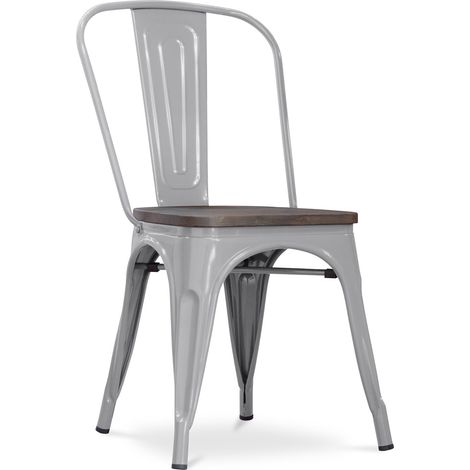 Sedia da pranzo - Design industriale - Legno e acciaio - Nuova edizione - Stylix Grigio chiaro