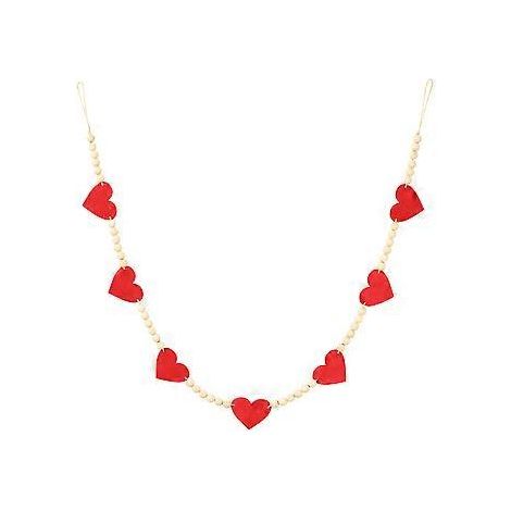 Guirlande de perles en bois à suspendre, ornée d'un cœur, pour la Saint-Valentin.