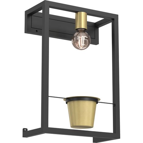 Applique industriale nero-oro Flores E27 15W Luminex