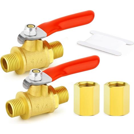 4 pièces Brass Ball Valve Adapter Kit, 2 pièces raccord en laiton femelle BSP 1/4 et 2 pièces robinet à bille mâle BSP 1/4 (1/5)