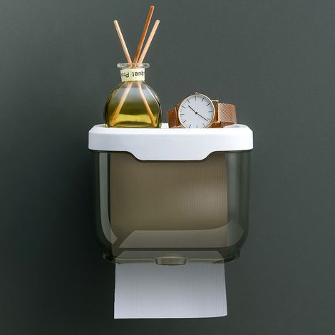 Boîte à mouchoirs murale étanche, transparente en plastique noir durable, pour salle de bain 15,5×13×13cm (1/5)