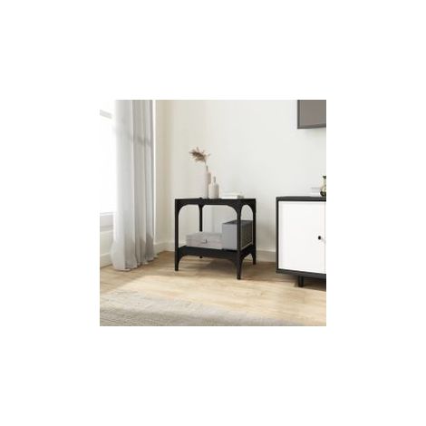 Meuble TV Noir 40x33x41 Bois d'ingénierie et acier (1/5)