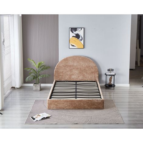 Lit Double Coffre Polaire Moka 160x200 cm (1/5)