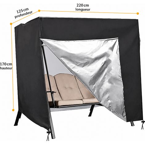 Housse de protection pour balancelle de jardin tissu Oxford noir 140 × 66 × 91 cm 140 66 91cm 25 × 20 × 3 cm 500 g – Livraison gratuite