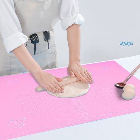 Tapis de cuisson en silicone épais pour étaler la pâte, avec graduations, rose, 40 x 50 cm (1/5)