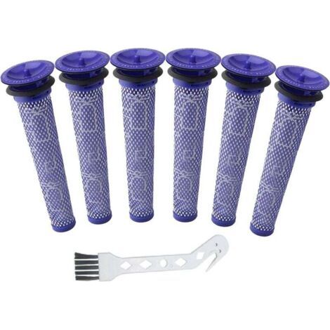 Packung mit 6 Ersatz-Vorfiltern + einer Bürste für Dyson DC58, DC59, V6, V7, V8. Ersatzteilnummer 965661-01. (1/4)