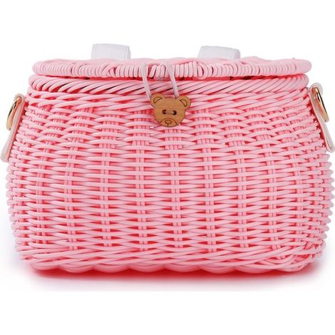 Panier de vélo pour enfants, panier de vélo pour enfants fait à la main, pour filles et garçons avec couvercle et bandoulière (1/5)