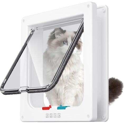Sichere Katzenklappen für den Innen- und Außenbereich mit 4 Verriegelungsmodi für Fenster und Wände (schwarz, mittel). (1/4)