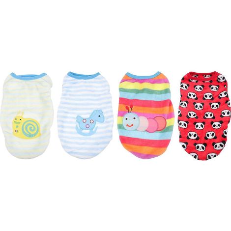 Lot de 4 vêtements pour petits chiens : gilets en flanelle chauds pour animaux de compagnie (styles assortis).-XXS (1/3)