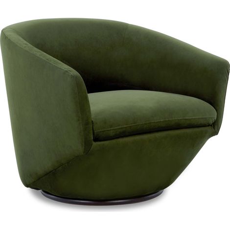 Fauteuil Pivotant CHITA, Tissu Velours, Pour Salon, Fauteuil Rond Avec Base Métallique-Vert (1/5)