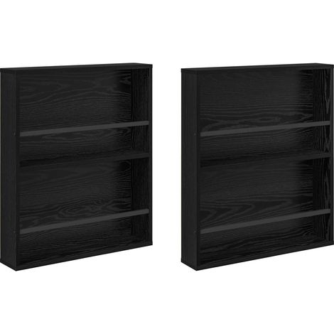 Maison Exclusive - Scaffale per riviste 2 pcs Rovere Nero 60 x 12 x 70 cm