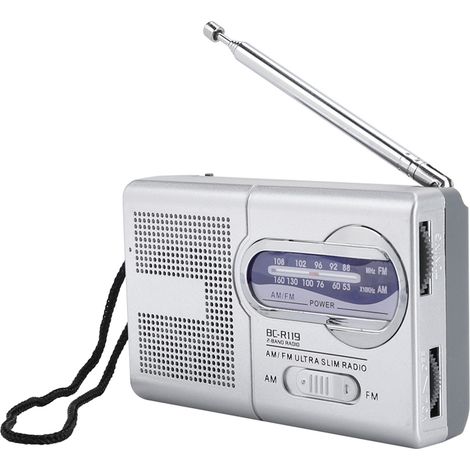 Mini radio multifonction AM/FM BCR119 avec haut-parleur et antenne télescopique