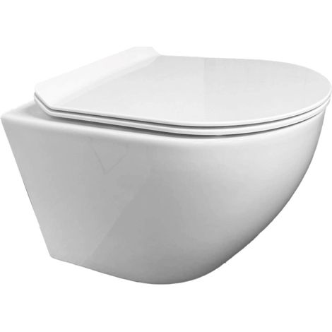 INODORO SUSPENDIDO ROUND SMART TORNADO 3.0 BLANCO CON ASIENTO SOFTCLOSE Y TAPA FINA DE kp (1/4)