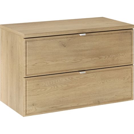 Waschtischunterschrank 80cm Elias mit 2 Schubladen, Holzoptik (1/5)