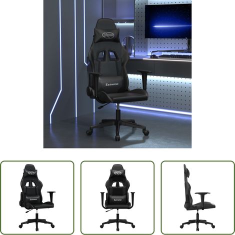 vidaXL Gamingstuhl mit Massage - Gaming-Stuhl mit Massagefunktion Schwarz Kunstleder (1/5)