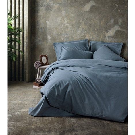 Set di biancheria da letto - 1 copripiumino 140 x 200cm + 1 federe 60 x 60 cm - 100% cotone rinforzato - Antracite