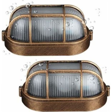 (2 pack)Outdoor Wall Light,Oval Die-cast Aluminum Sconce Lamp,Nautical Marine Wall Light Vintage Industrial,Boat Lamp,Patio Wall Decoration Hallway Lamps Lampshade (1/5)