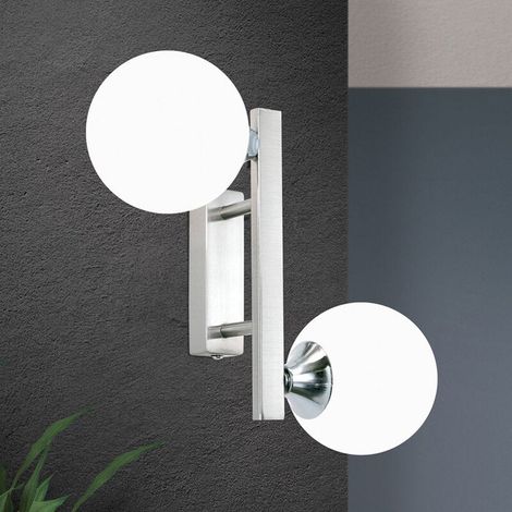 [NEUWERTIG] B-Ware ORION Snowwhite Wandleuchte Lampe Glaskugel nickel matt Glaswandleuchte (1/2)