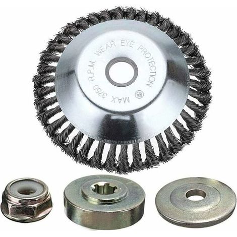 Tête De Brossage Pour Débroussailleuse - Roue À Fil D'Acier Manganèse - 150 X 25,4 Mm - Adaptateur À Écrou De Verrouillage - 1 Pièce (1/5)