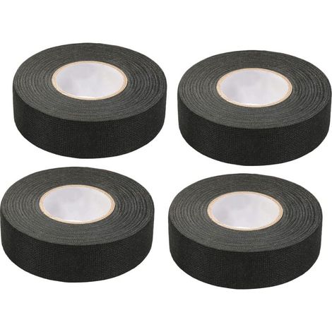4 Pièces Noir Ruban Adhésif Auto (1.5 cm x 15 m) - Ruban Chiffon de Voiture, Ruban Adhesif Haute Temperature, Scotch Noir Resistant, Scotch Tissu, Bande de Harnais de Câblage de Voiture (1/5)